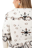 CARDIGAN ANASTASIA PANNA/MARRONE FANTASIA BANDANA TAGLIA UNICA