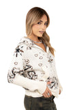 CARDIGAN ANASTASIA PANNA/MARRONE FANTASIA BANDANA TAGLIA UNICA
