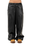 PANTALONE VIRGINIA NERO PALAZZO ECOPELLE JUST WEST TAGLIA UNICA