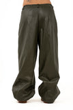 PANTALONE VIRGINIA VERDE PALAZZO ECOPELLE JUST WEST TAGLIA UNICA