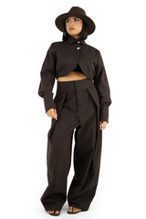 Coordinato Elegante 2 Pezzi con Top Crop e Pantalone Palazzo