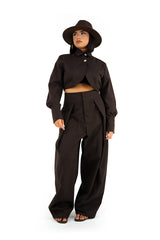 Coordinato Elegante 2 Pezzi con Top Crop e Pantalone Palazzo