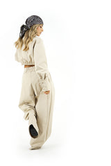 Coordinato Elegante 2 Pezzi con Top Crop e Pantalone Palazzo