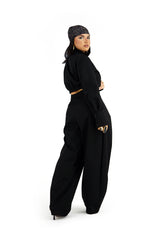 Coordinato Elegante 2 Pezzi con Top Crop e Pantalone Palazzo