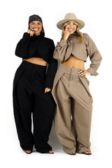 Coordinato Elegante 2 Pezzi con Top Crop e Pantalone Palazzo
