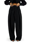 Completo Due Pezzi Lumina Nero Giacca Cropped e Pantaloni Palazzo Taglia Unica