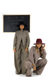 Completo Due Pezzi Donna in Cotone Micro Quadri con Giacca Asimmetrica e Pantaloni Wide Leg