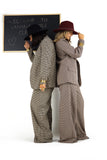 Completo Due Pezzi Donna in Cotone Micro Quadri con Giacca Asimmetrica e Pantaloni Wide Leg