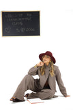 Completo Due Pezzi Donna in Cotone Micro Quadri con Giacca Asimmetrica e Pantaloni Wide Leg