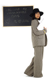 Completo Due Pezzi Donna in Cotone Micro Quadri con Giacca Asimmetrica e Pantaloni Wide Leg