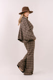 TAILLEUR FLORA MARRONE A QUADRI LUMINA