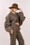 TAILLEUR FLORA MARRONE A QUADRI LUMINA