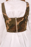 COORDINATO MIMETICO CAMOUFLAGE CON CORSETTO E BERMUDONE CARGO BAGGY