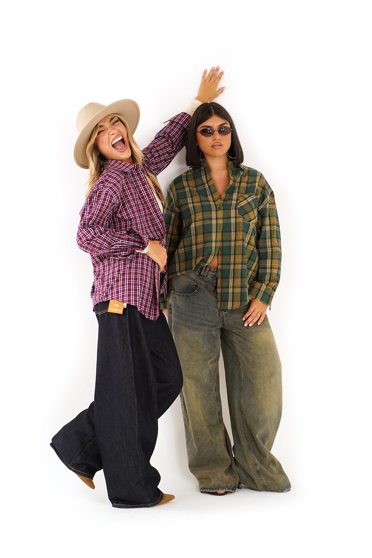 Camicia a Quadri Oversize Donna Motif Tartan
