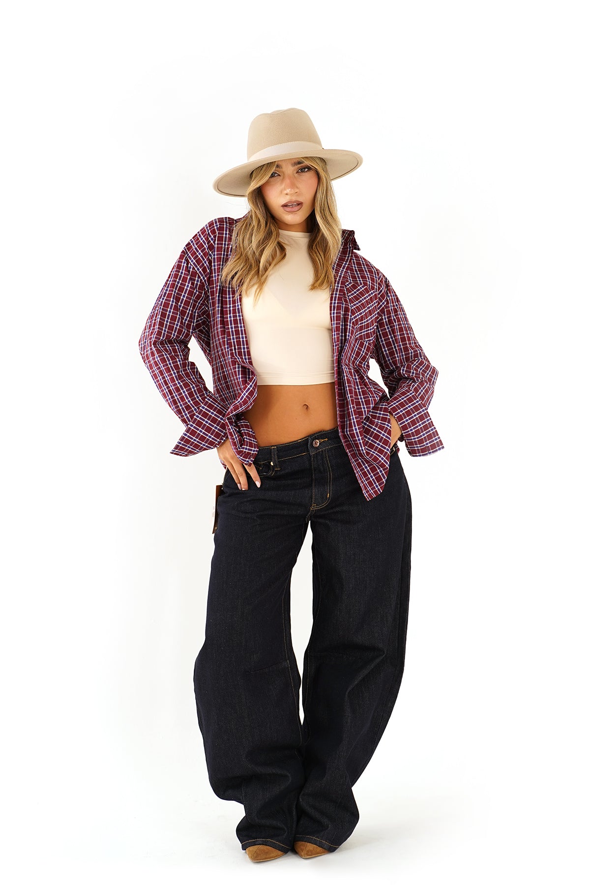 Camicia a Quadri Oversize Donna Motif Tartan