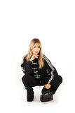 Tuta due pezzi chiusura alamaro felpa collo alto e pantaloni wide leg nero