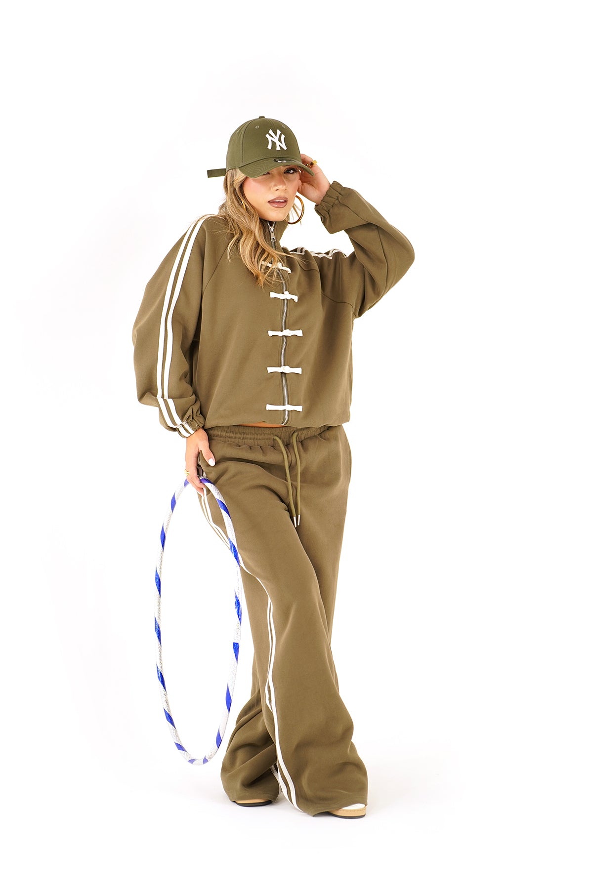 Tuta due pezzi chiusura alamaro Felpa Collo Alto e Pantaloni Wide Leg