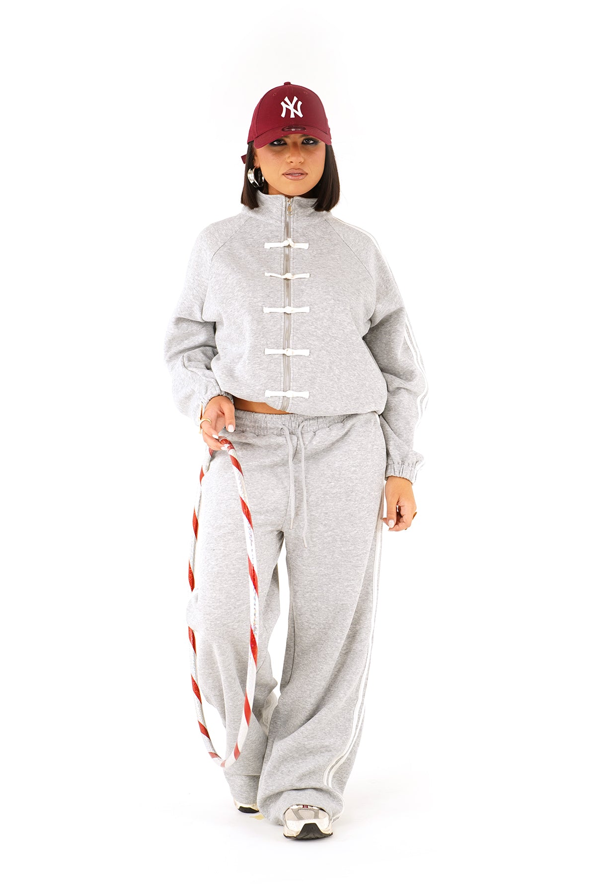 Tuta due pezzi chiusura alamaro Felpa Collo Alto e Pantaloni Wide Leg
