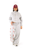 Tuta due pezzi chiusura alamaro felpa collo alto e pantaloni wide leg grigio