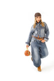 Coordinato in jeans Giacca Cropped e Jeans Wide Leg