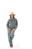 Tutone in jeans Wide Leg Jumpsuit Elegante con Zip