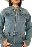 Tutone in jeans Wide Leg Jumpsuit Elegante con Zip