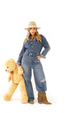 Tuta Jumpsuit in denim con strappi