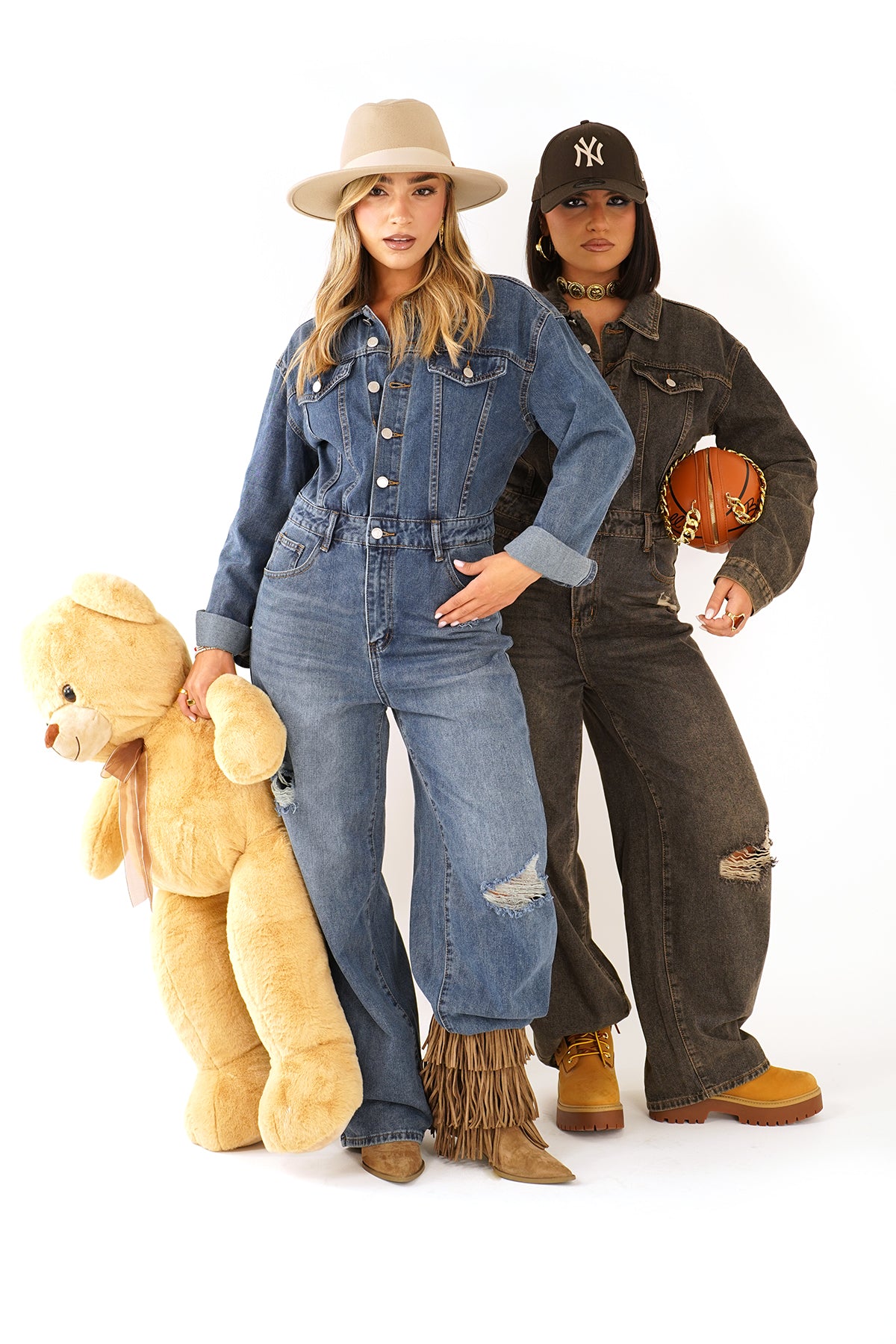 Tuta Jumpsuit in denim con strappi