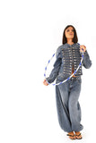 Coordinato denim circense giacca corta e pantaloni wide leg