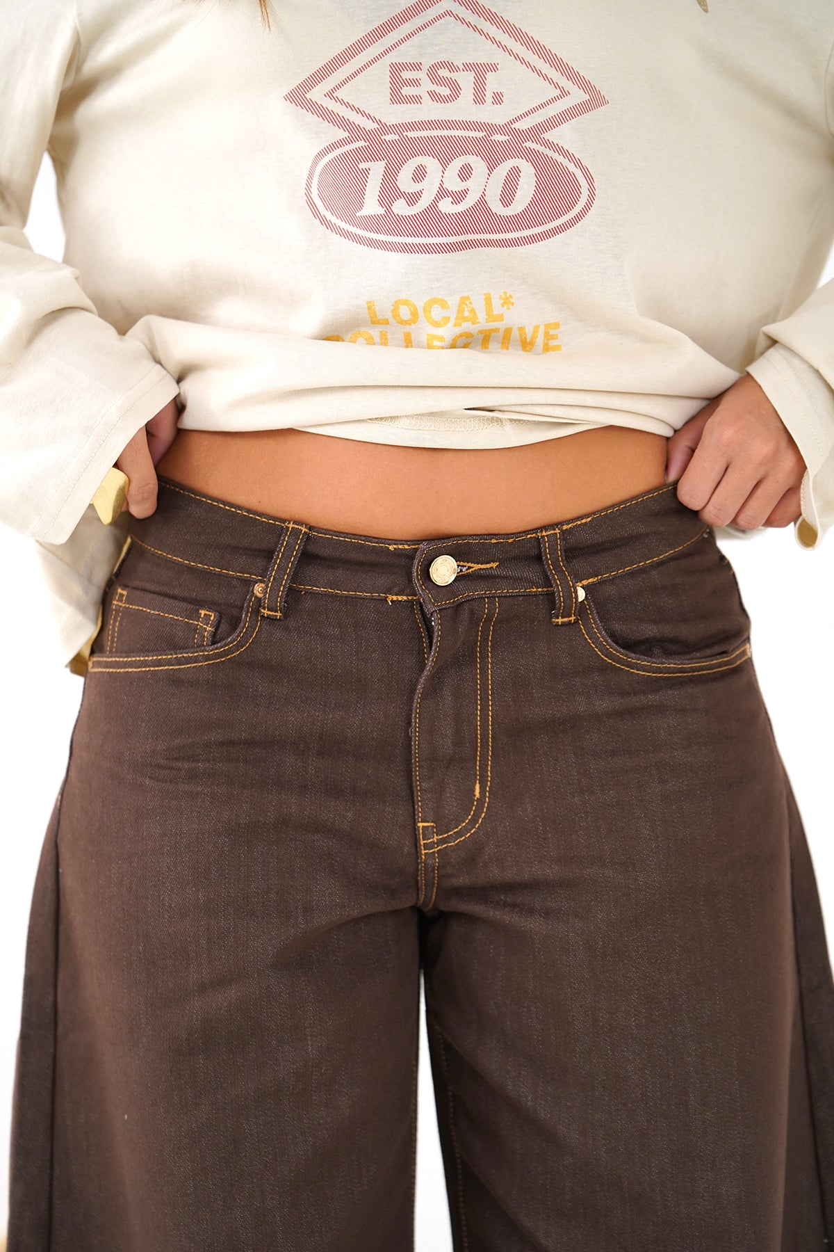 Jeans ballon MISSBONBON in Denim Gamba Larga