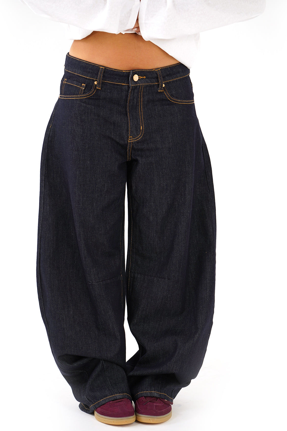 Jeans ballon MISSBONBON in Denim Gamba Larga