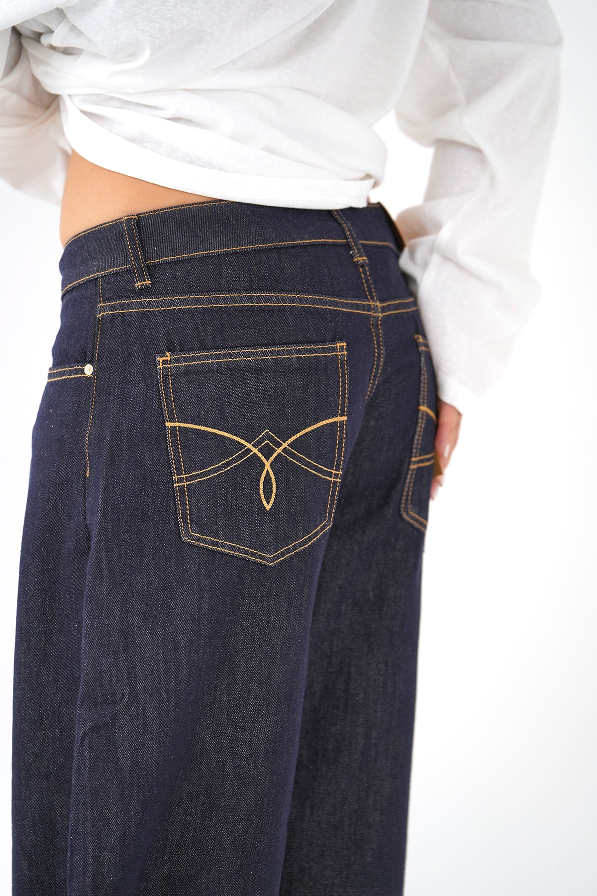 Jeans ballon MISSBONBON in Denim Gamba Larga