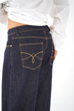 Jeans ballon misbonbon in denim gamba larga blu black