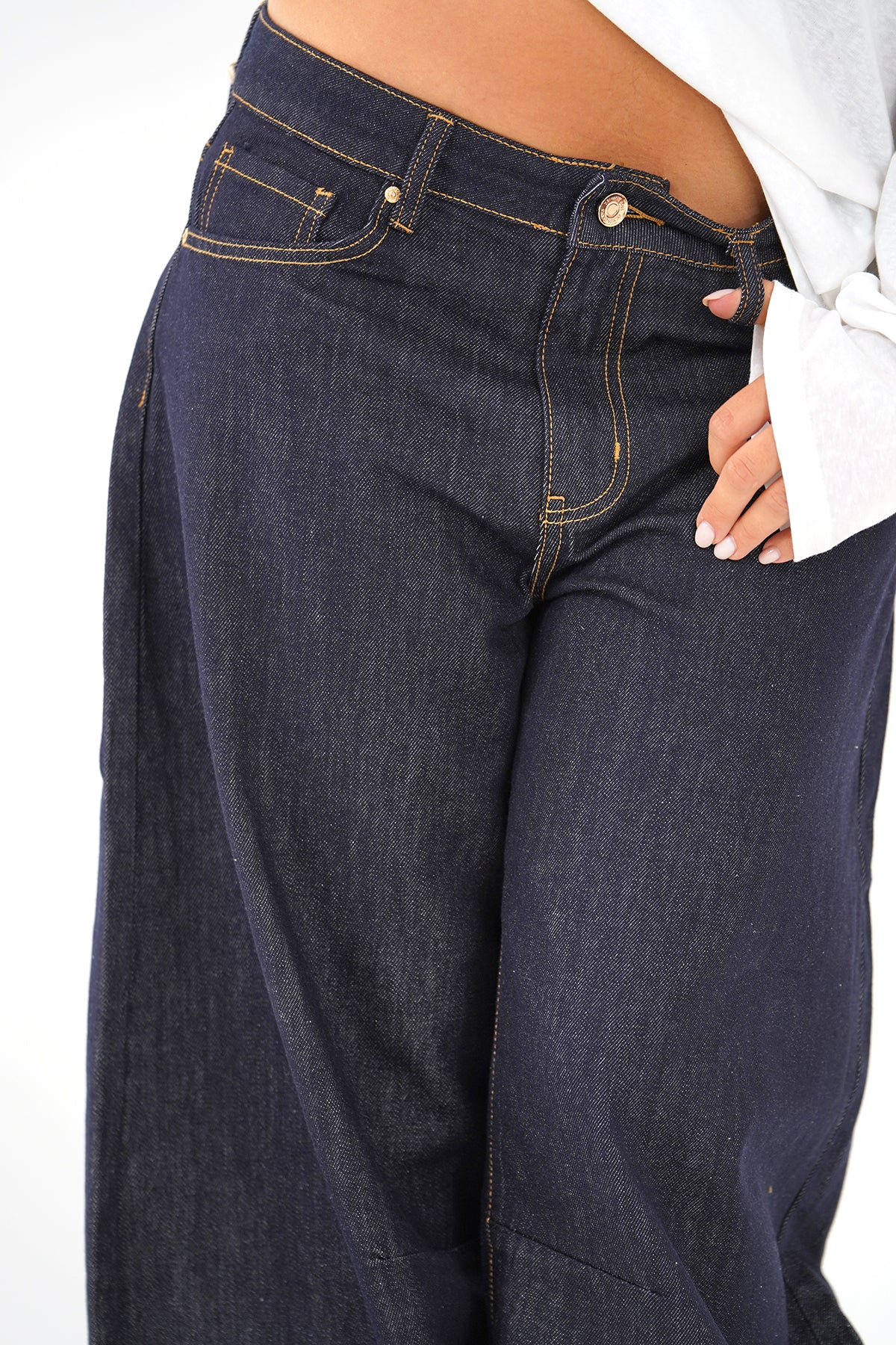 Jeans ballon MISSBONBON in Denim Gamba Larga