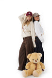 T shirt manica lunga taglia unica con spalline e stampa beige