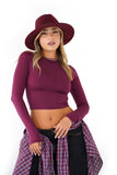 Maglia crop manica lunga elasticizzata aderente