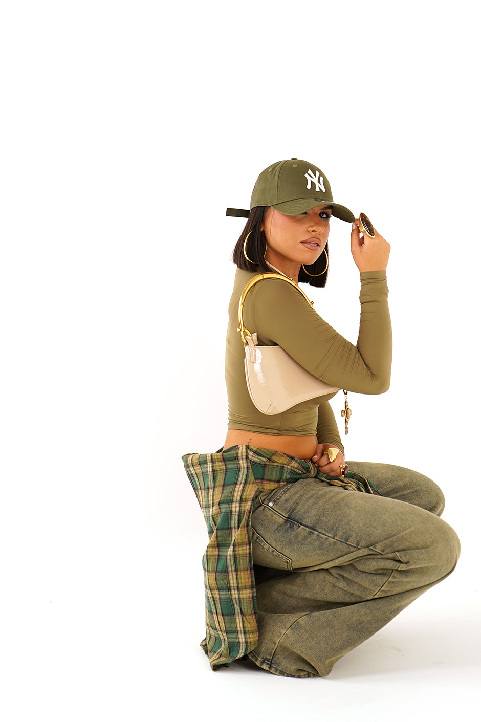 Maglia crop manica lunga elasticizzata aderente