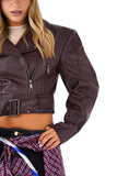 Giacca chiodo in ecopelle con spalline