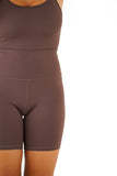 Pantaloncini ciclista donna vita alta elasticizzati Lumina marroni