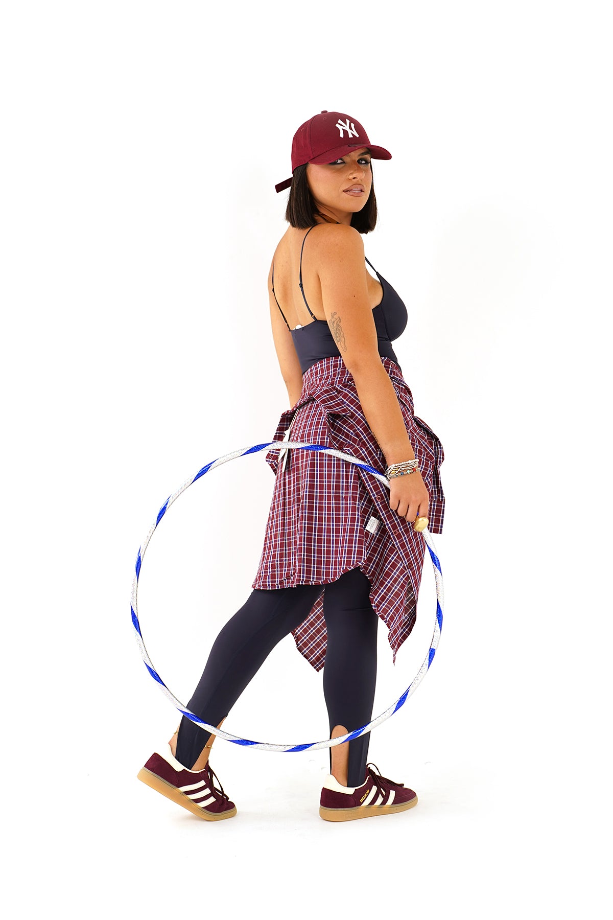 Leggings donna elasticizzati con staffa effetto second skin blu