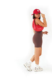 Pantaloncini ciclista donna vita alta elasticizzati Lumina marroni