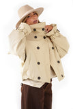 Trench corto doppio petto con collo alto e bottoni beige