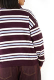 MAGLIONCINO ALMA RIGATO BORDEAUX/CELESTE CON ZIP