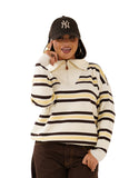 MAGLIONCINO ALMA RIGATO PANNA/GIALLO CON ZIP