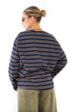 T-SHIRT TAYLOR  RIGATA BLU/MARRONE MANICHE LUNGHE