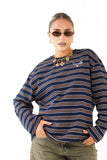 T-SHIRT TAYLOR  RIGATA BLU/MARRONE MANICHE LUNGHE