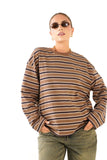 T-SHIRT TAYLOR RIGATA MARRONE/BLU MANICHE LUNGHE