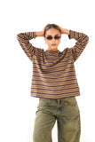 T-SHIRT TAYLOR RIGATA MARRONE/BLU MANICHE LUNGHE