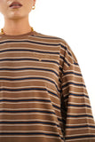 T-SHIRT TAYLOR RIGATA MARRONE/BLU MANICHE LUNGHE