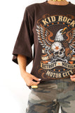 T-SHIRT KID ROCK MARRONE CON SPALLINE MEZZA MANICA